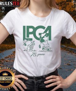 Alt Text: Cute Peanuts X LPGA Lucy Swing ladies tee featuring vibrant graphics for golf fans and Peanuts lovers.