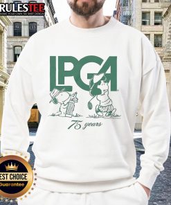 Adorable Cute Peanuts X LPGA Lucy Swing Sweatshirt featuring a playful design perfect for golf fans and fashion lovers.