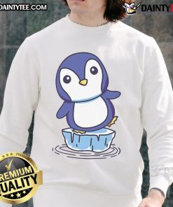 Cute penguin standing on an ice floe sweatshirt, perfect for winter fashion and animal lovers.