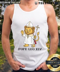Alt Text: Cute Pope Leo XIV tiger tank top featuring a playful design, perfect for casual wear and animal lovers.