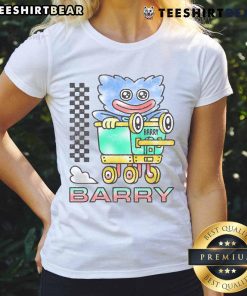 Cute Poppy Playtime Barry Cart ladies tee featuring vibrant colors and playful design, perfect for casual wear.