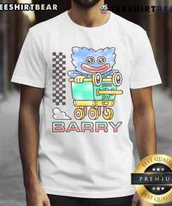 Cute Poppy Playtime Barry Cart T-Shirt featuring vibrant graphics and playful design for fans of the game.