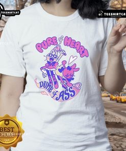 Alt Text: Cute Pure of Heart Dumb of Ass Giraffalope Ladies Tee featuring a whimsical giraffe and antelope design.