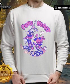 Alt Text: Cute Pure of Heart Dumb of Ass Giraffalope Sweatshirt featuring a whimsical giraffe and antelope design.