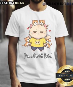 Cute Purrfect Dad Cat Family Father's Day T-Shirt featuring playful cats, perfect for celebrating Father's Day.