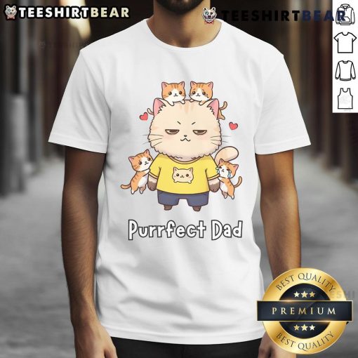 Cute Purrfect Dad Cat Family Father's Day T-Shirt featuring playful cats, perfect for celebrating Father's Day.