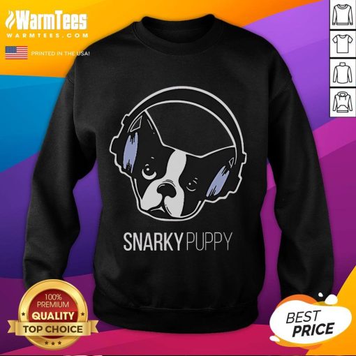 Cute snarky puppy dog logo sweatshirt featuring a playful dog design, perfect for pet lovers and casual wear.