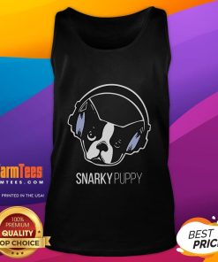 Alt Text: Adorable cute snarky puppy dog logo tank top design featuring a playful pup in vibrant colors, perfect for dog lovers.