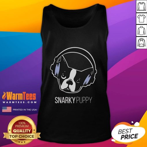 Alt Text: Adorable cute snarky puppy dog logo tank top design featuring a playful pup in vibrant colors, perfect for dog lovers.
