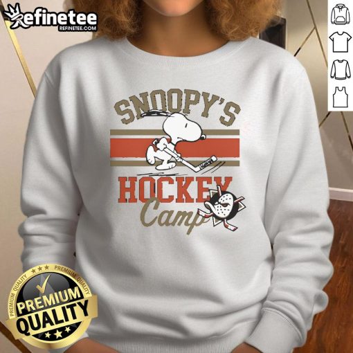 Cute Snoopy Anaheim Ducks Snoopy's Camp sweatshirt featuring vibrant colors and playful design, perfect for fans.