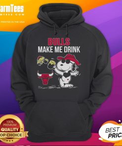 Alt Text: Cute Snoopy and Woodstock in Chicago Bulls hoodie, perfect for fans who love to drink and showcase their style.