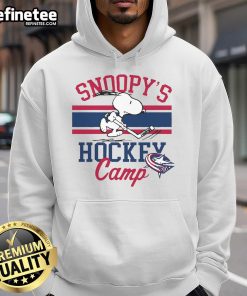 Cute Snoopy Columbus Blue Jackets hoodie from Snoopy's Camp, featuring a playful Snoopy design perfect for fans.