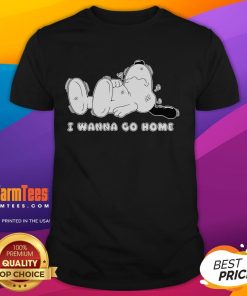 Alt Text: Cute Snoopy I Wanna Go Home T-Shirt featuring vibrant colors and a playful design perfect for casual wear.