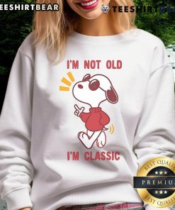 Alt Text: Cute Snoopy I'm Not Old, I'm Classic Beagle sweatshirt featuring a playful design perfect for dog lovers.
