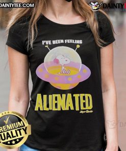 Cute Snoopy 'I've Been Feeling Alienated' ladies tee featuring a playful design perfect for casual wear.