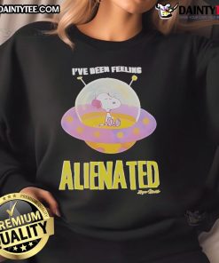 Alt Text: Cute Snoopy I've Been Feeling Alienated sweatshirt featuring a playful design perfect for casual wear.
