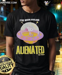Cute Snoopy 'I've Been Feeling Alienated' T-Shirt featuring iconic cartoon dog in a playful design.