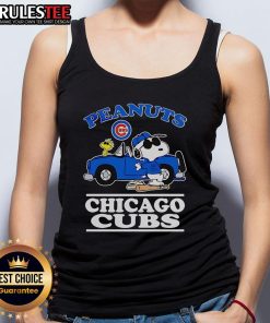 Alt Text: Cute Snoopy Peanuts x Chicago Cubs 2025 tank top for fans featuring vibrant colors and playful design.