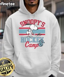 Alt Text: Cute Snoopy in a Seattle Kraken hoodie at Snoopy's Hockey Camp, showcasing NHL All Teams spirit and fun.