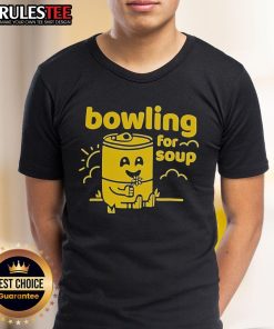 Alt Text: Cute sparrow sleeps on a Bowling For Soup T-shirt, showcasing a fun and whimsical design for fans of the band.