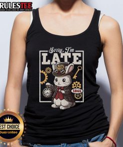 Cute steampunk white rabbit tank top featuring whimsical design and intricate details, perfect for unique fashion lovers.