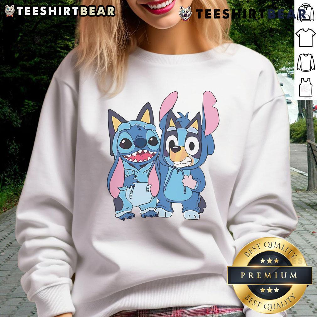 Cute Stitch And Bluey Bluey Costume Sweatshirt Cute Stitch and Bluey costume sweatshirt featuring vibrant designs, perfect for fans of Bluey and playful fashion.