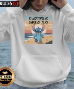 Cozy hoodie featuring a cute stitch design, perfect for beach sunset walks and endless talks.