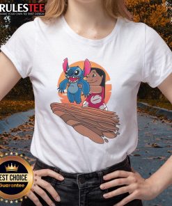 Alt Text: Cute Lilo and Stitch ladies tee featuring Experiment King design, perfect for Disney fans and casual wear enthusiasts.