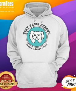 Cute Tiny Paws Rescue Dog logo on a cozy hoodie, perfect for dog lovers and rescue advocates.