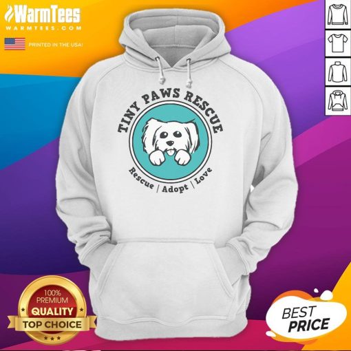 Cute Tiny Paws Rescue Dog logo on a cozy hoodie, perfect for dog lovers and rescue advocates.