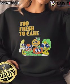 Cute Too Fresh Too Care Cartoon Sweatshirt featuring vibrant colors and playful design, perfect for casual wear.
