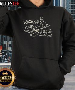 Alt Text: Cute Wallows 'Do You Remember When' bunny hoodie featuring a playful design perfect for cozy outfits.