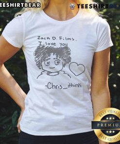 Cute Zack D Films I Love You Chris Ithink Ladies Tee featuring a stylish design for casual fashion lovers.