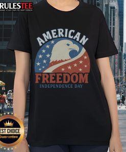 Awesome American Freedom Independence Day ladies tee featuring a patriotic design perfect for celebrating July 4th.