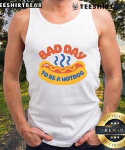 Funny bad day to be a hot dog tank top featuring a humorous graphic of a distressed hot dog character.