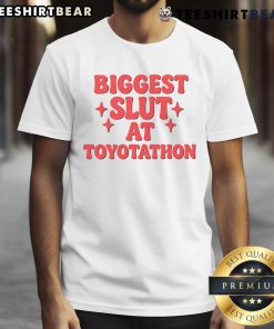 Funny Biggest Slut At Toyotathon T-Shirt featuring playful text and vibrant design for a humorous holiday spirit.