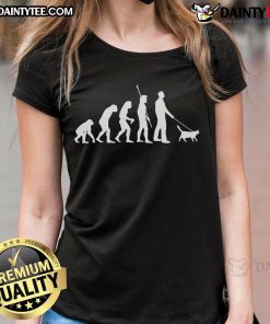 Funny Cat Man Evolution graphic on a ladies tee, showcasing playful cat-themed artwork for cat lovers.