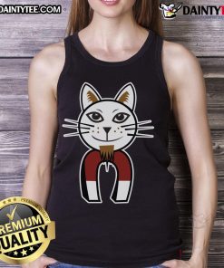 Funny Cat Pussy Magnet tank top featuring a playful cat graphic, perfect for cat lovers and humorous fashion.