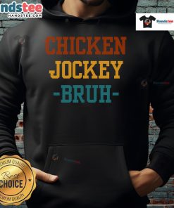 Alt Text: Funny chicken jockey meme hoodie featuring a humorous gamer chicken jockey design for casual wear.