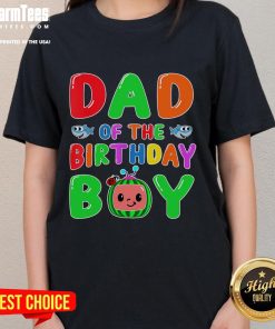 Funny dad of the birthday boy wearing a matching Melon Family tee, celebrating with humor and style at a festive party.