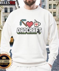 Funny Dadcraft Father's Day gamer sweatshirt featuring Minecraft graphics, perfect gift for gaming dads.