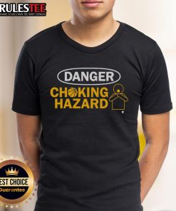 Funny Danger Choking Hazard T-Shirt featuring a humorous warning label graphic, perfect for playful and quirky fashion.