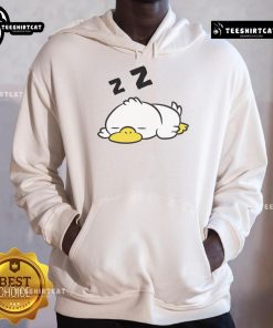 Funny duck sleeping in pajamas, showcasing tired duck vibe in a cozy hoodie, perfect for duck lovers.
