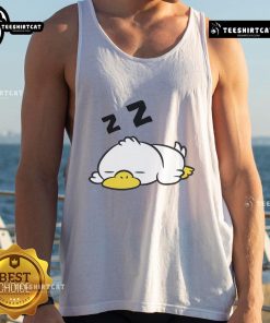 Funny duck sleeping in pajamas, showcasing a tired duck design on a tank top, perfect for duck lovers.