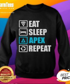 Funny Eat Sleep Apex Repeat motivational sweatshirt design featuring bold text and playful graphics.