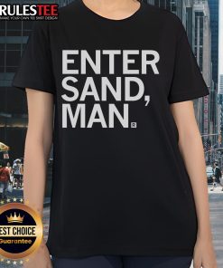 Funny Enter Sand Man Ladies Tee featuring a humorous graphic design perfect for music lovers and casual wear.
