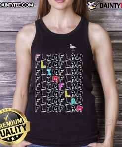 Funny Flam Flam Flamingo Tank Top featuring a vibrant flamingo graphic and playful text, perfect for summer wear.