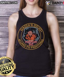 Funny Gazzas Dojo 'Everybody Was Kung Fu Fighting' tank top featuring a vibrant design and humorous martial arts theme.