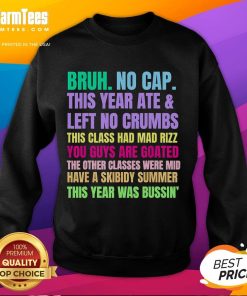 Funny Gen A slang teacher in a happy Last Day of School 2025 sweatshirt, celebrating with students outdoors.