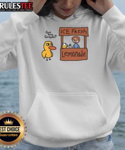 Alt Text: Funny Got Any Grapes Duck Song hoodie at a lemonade stand, perfect for fans of quirky animal humor.